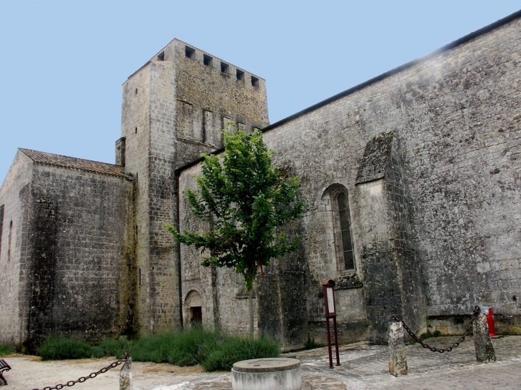 L'église Saint-Pierre est un édifice roman présentant certains traits archaïques. La façade, coté nord, d'une grande sévérité, date du XVe siècle. - Mornac-sur-Seudre