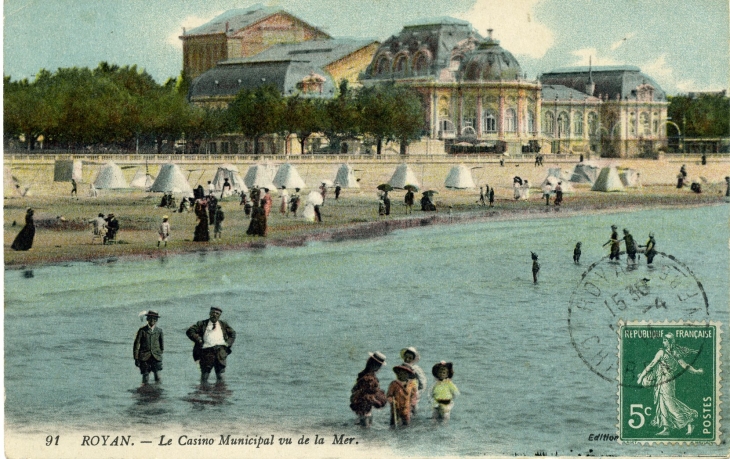 Le Casinon Municipal vu de la Mer (carte postale de 1914) - Royan