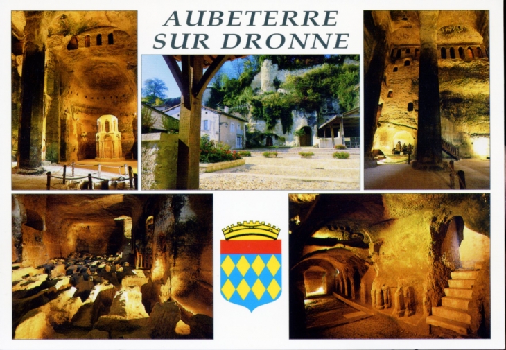 Eglise souterraine monolithe saint Jean Baptiste (carte postale ancienne). - Aubeterre-sur-Dronne