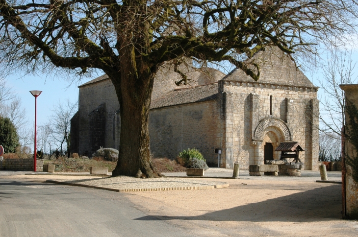 Eglise et son arbre de la liberté  remarquable sur la place  - Gournay-Loizé