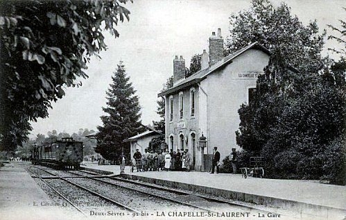 Ancien cliché , la gare - La Chapelle-Saint-Laurent