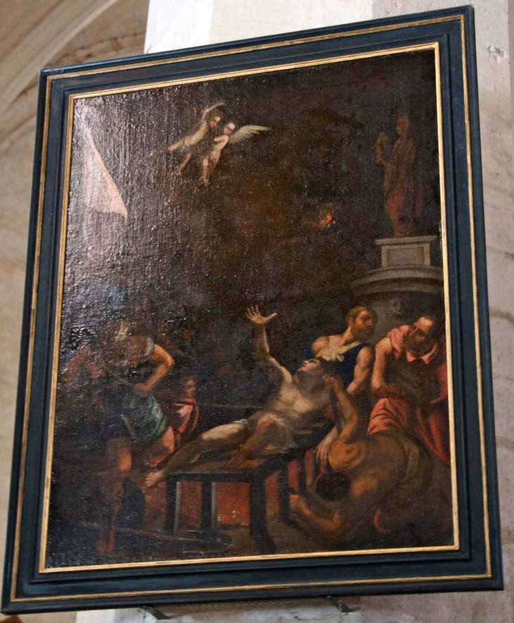 Le-martyre-de-saint-laurent-huile-sur-toile-debut-xixe- d'après Titien - eglise-saint-heray - La Mothe-Saint-Héray