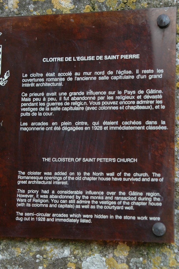 Explicatif du cloitre eglise ST Pierre de Parthenay le vieux 