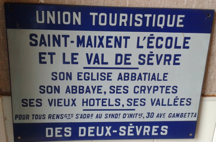 Plaque touristique ancienne  - Saint-Maixent-l'École