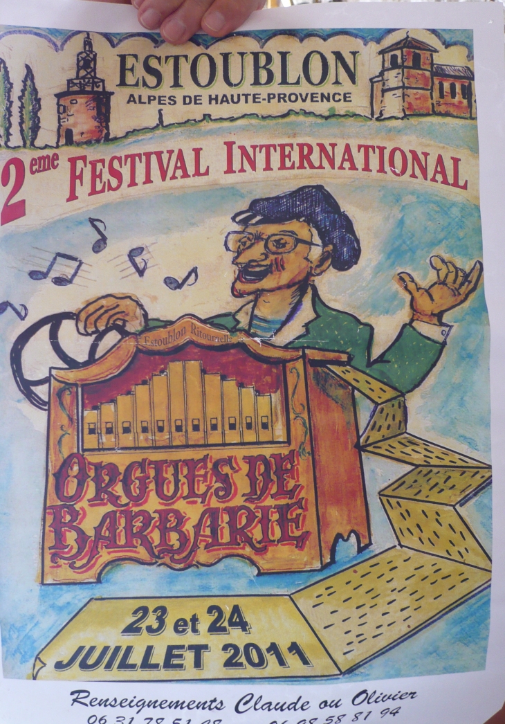 Affiche du 2ième Festival International des Orgues de Barbarie... - Estoublon