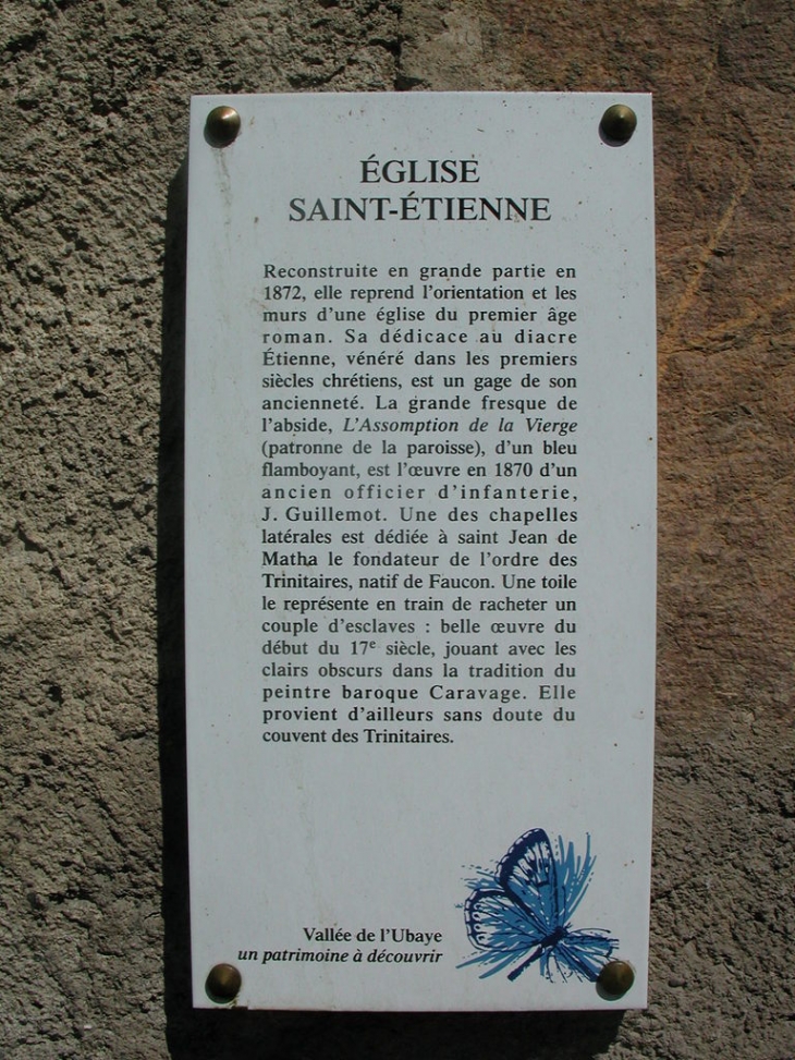 La plaque Info - Faucon-de-Barcelonnette