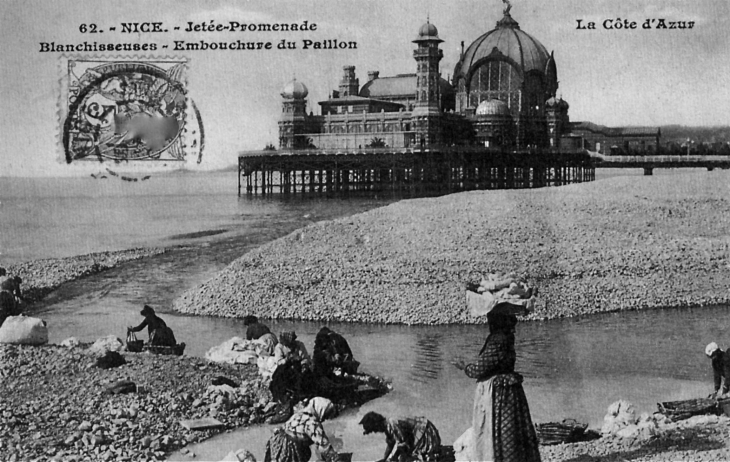 Jetée et promenade - (carte postale ancienne, vers 1900). - Nice