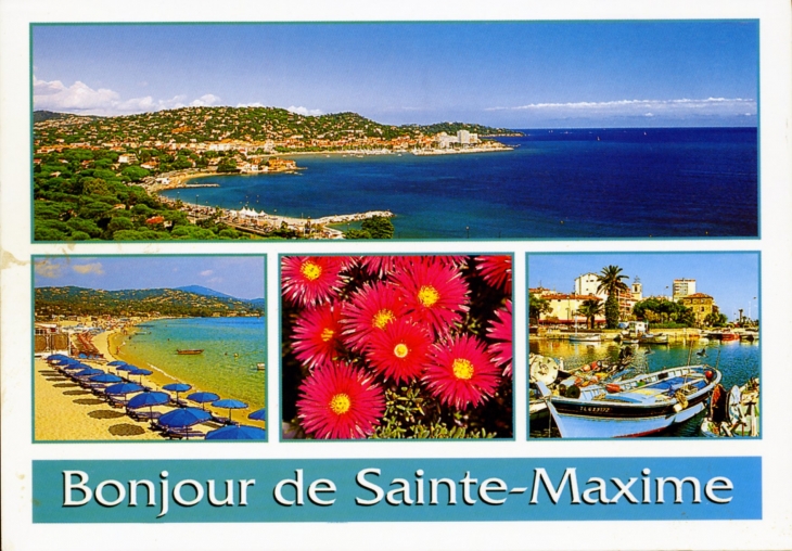 LaVille et la plage de la Nartelle, carte postale 2000. - Sainte-Maxime