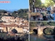 La colline, le marché et le pont romain (carte postale de 1990).