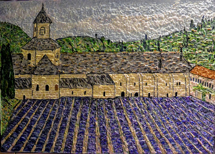 Gordes Vaucluse, Abbaye de Sénanque, mosaïque émaux de Briare 50 70 cm
