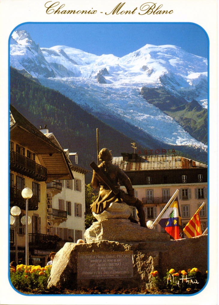 Stelle docteur Gabriel Paccard avec le Mont Blanc et le glacier des Bossons (carte postale 1990). - Chamonix-Mont-Blanc