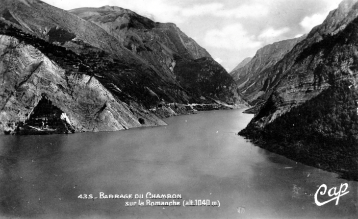 Barrage duChambon sur la Romanche (alt.1040m); vers 1930 (carte postale ancienne). - Le Freney-d'Oisans