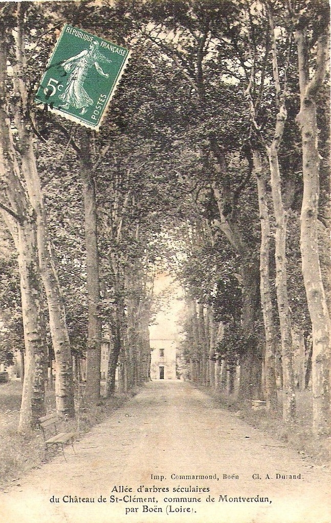 Allée menant au château de Saint Clément à Montverdun, détruit par un incendie dans les années 50