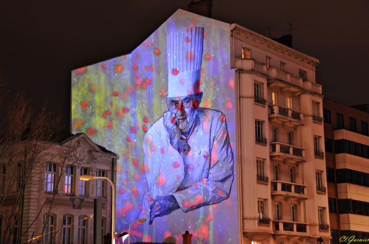 Fresque Paul Bocuse - Fête des Lumières 2015 - Lyon